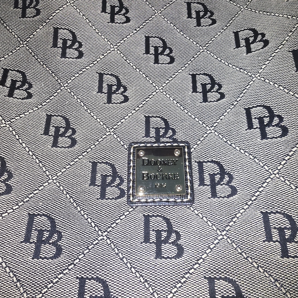 Dooney & Bourke Erica Gray Canvas Black Leather DB Printed Hobo Shoulder Bag - Picture 6 of 14